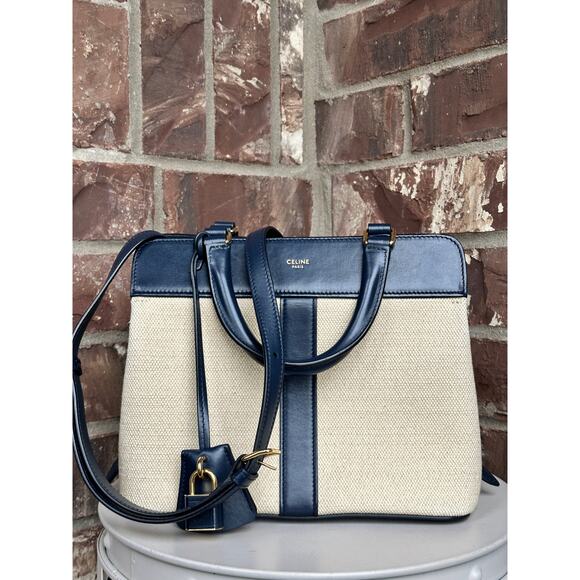 Celine Cabas de France Tote Canvas with Leather Small 43681 - Picture 1 of 14